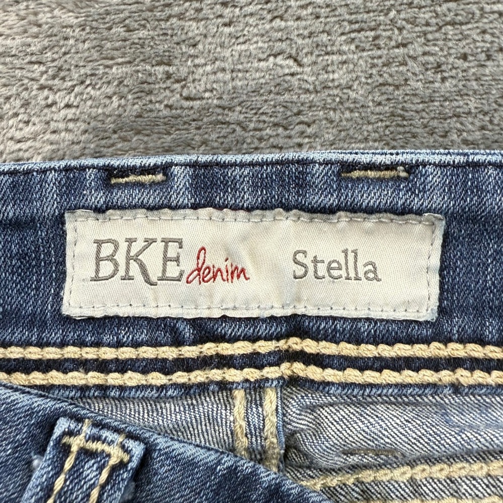 BKE Stella Bootcut Jeans Womens 30x35.5 Blue Denim Low Rise Distressed BPL1402 - Picture 2 of 12